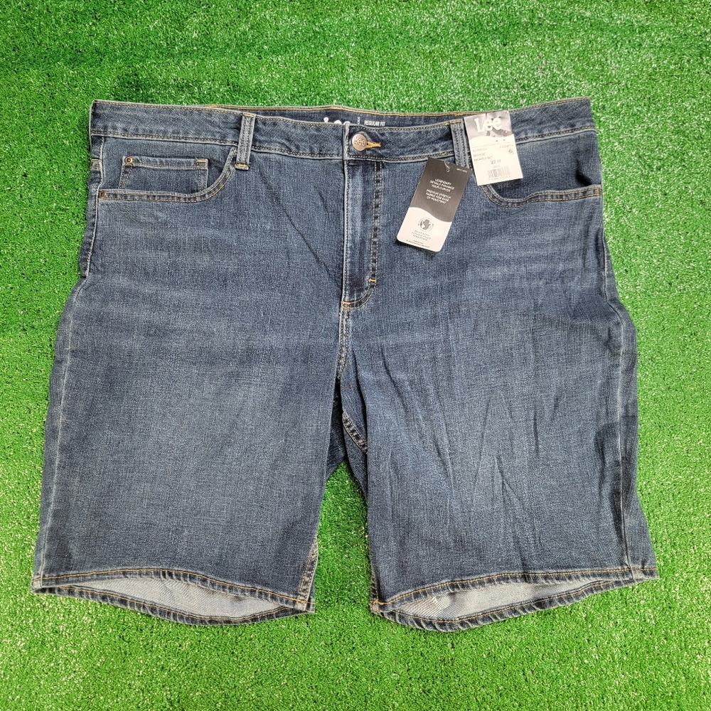 Lee Bermuda Mid Rise Nightly Set Regular Fit Denim Blue Jean Womens Shorts Sz 22